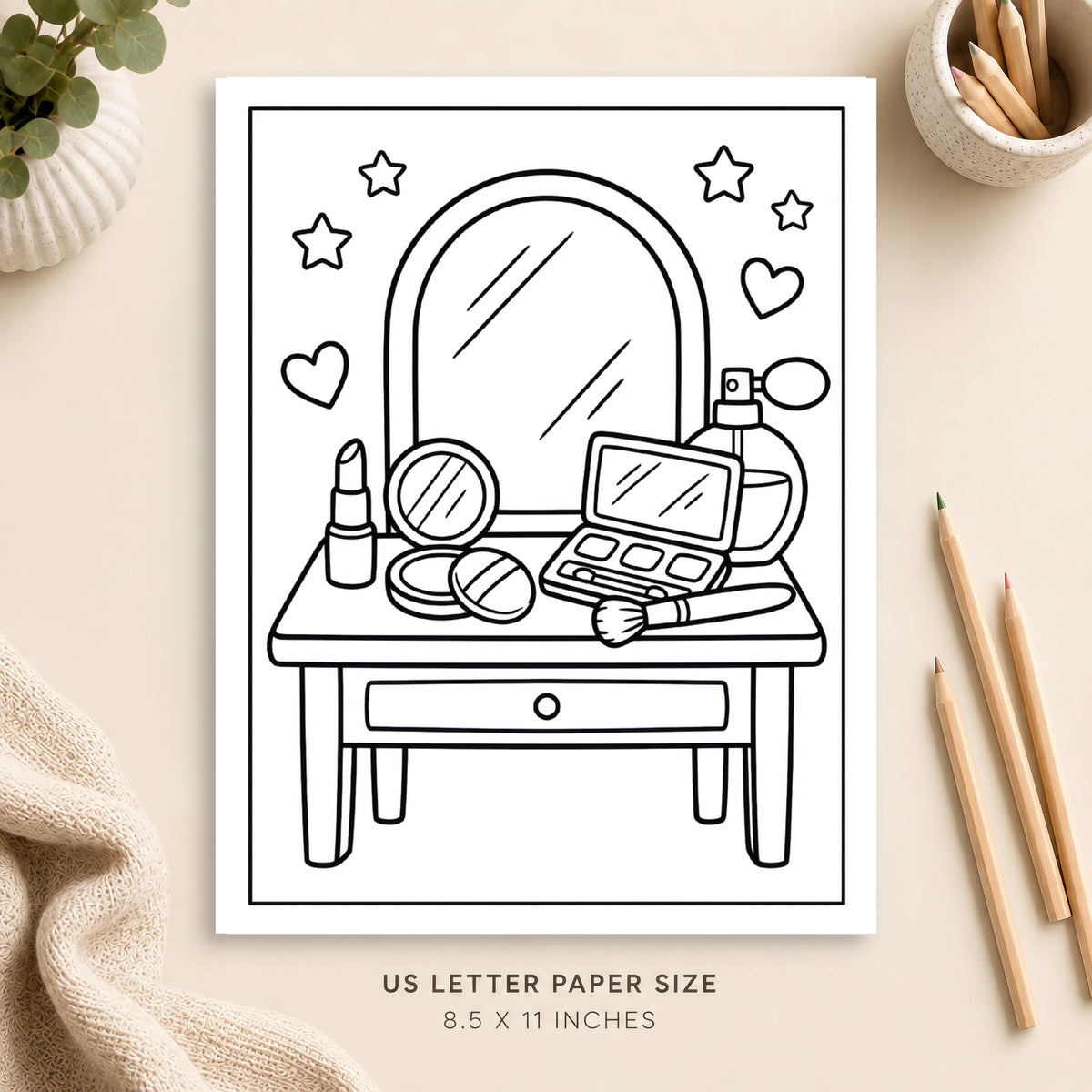 Beauty and Makeup Coloring Page 1