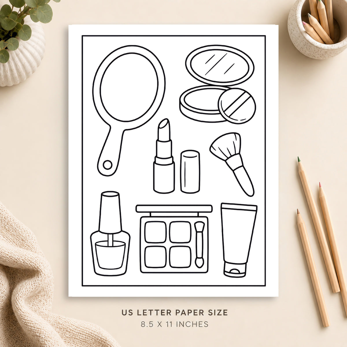 Beauty and Makeup Coloring Page 2