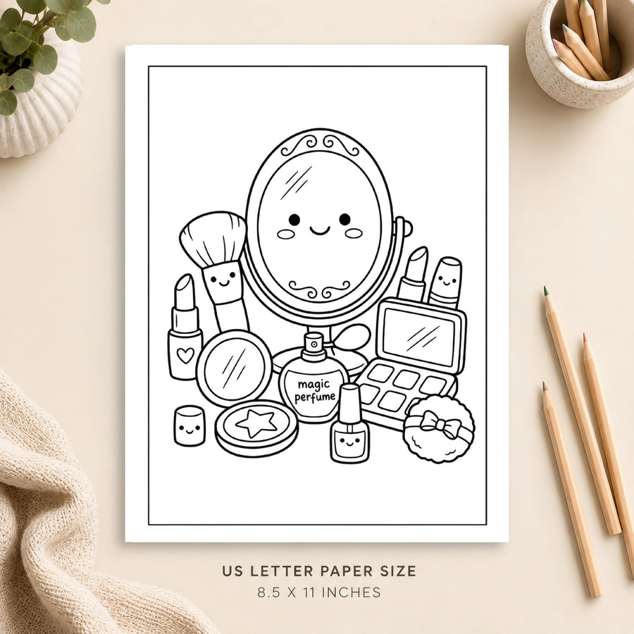 Beauty and Makeup Coloring Page 3