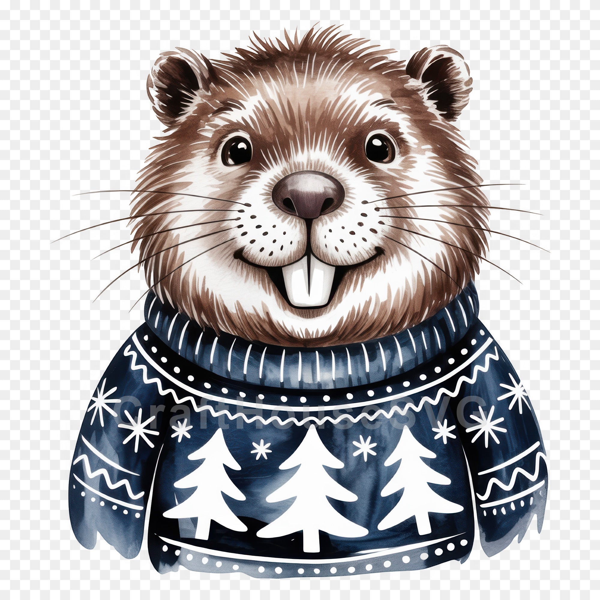 Woodland Animals Christmas Sweater Clipart Bundle