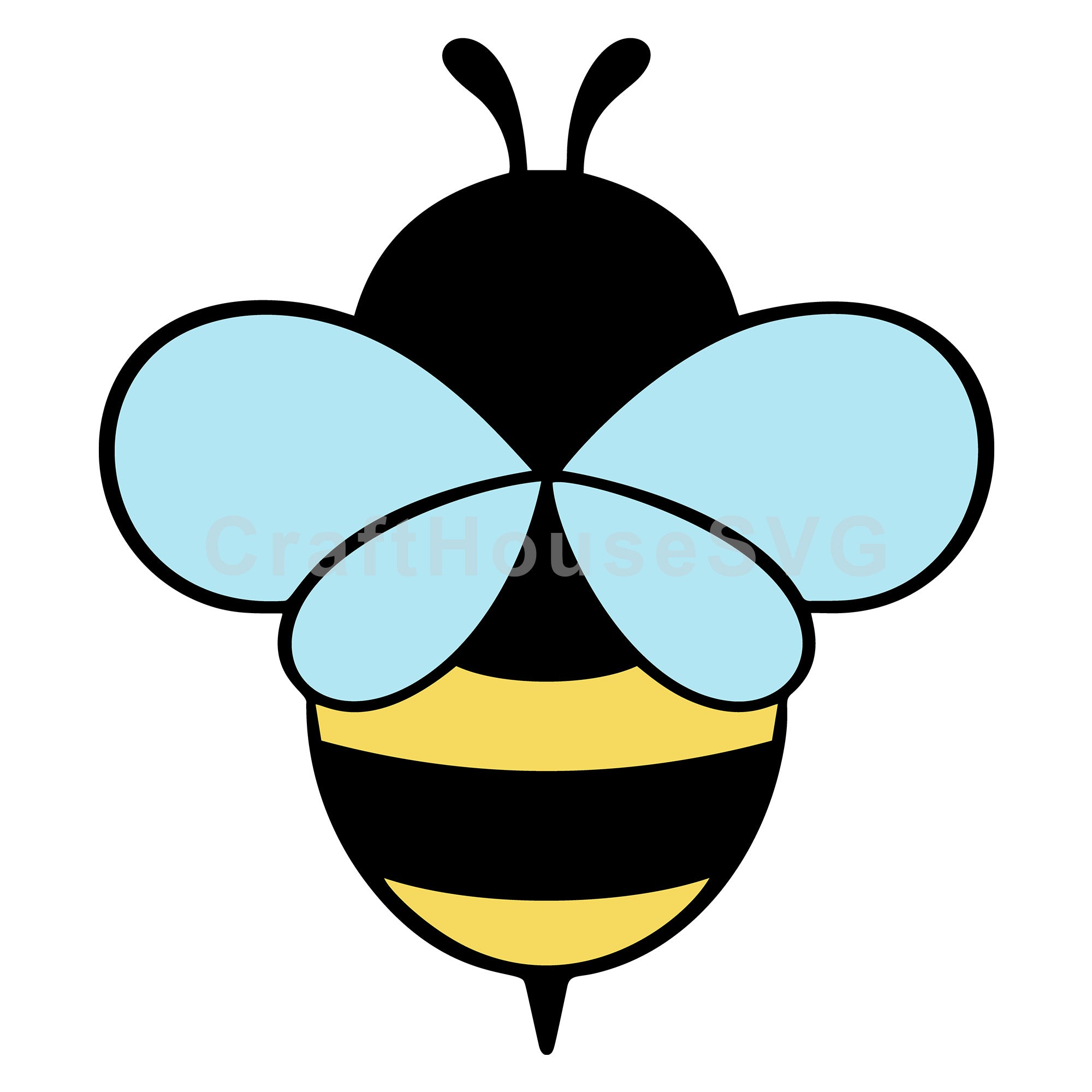 Simple Round Winged Bee Layered SVG