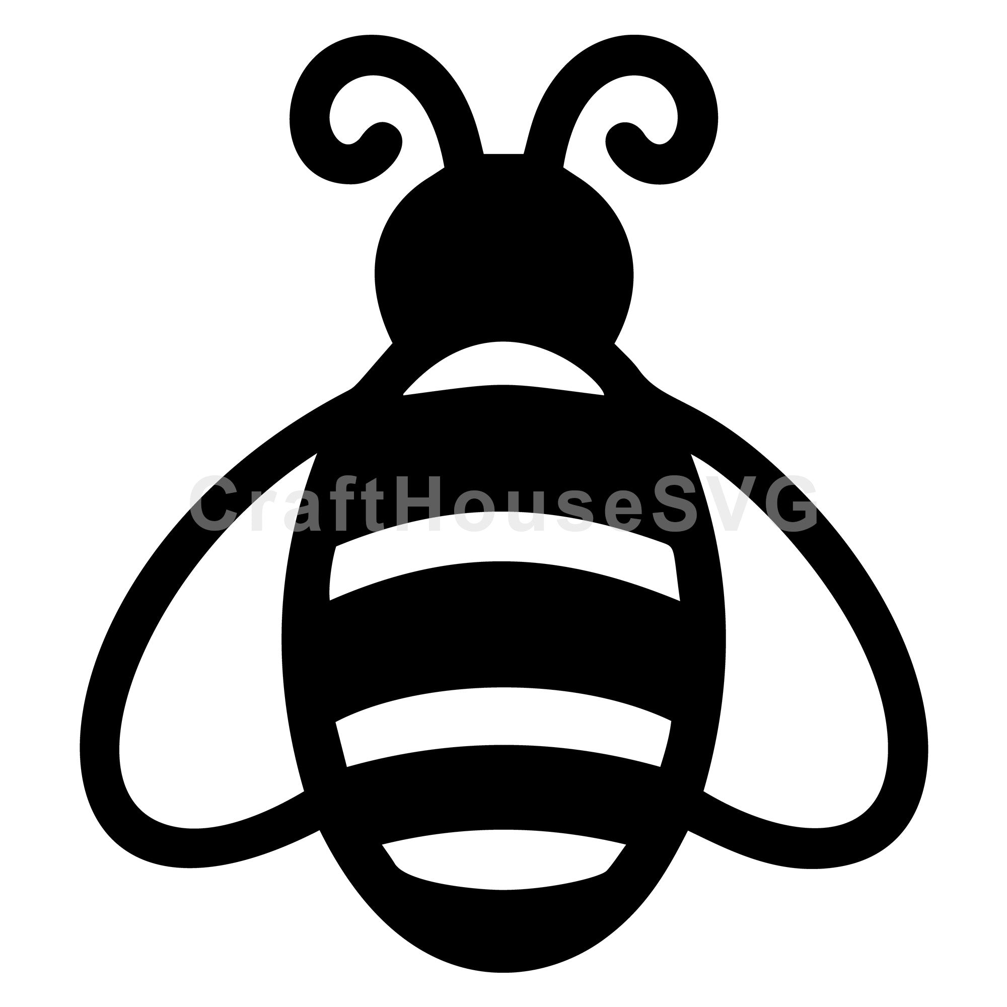 Swirled Antennae Bee Silhouette SVG