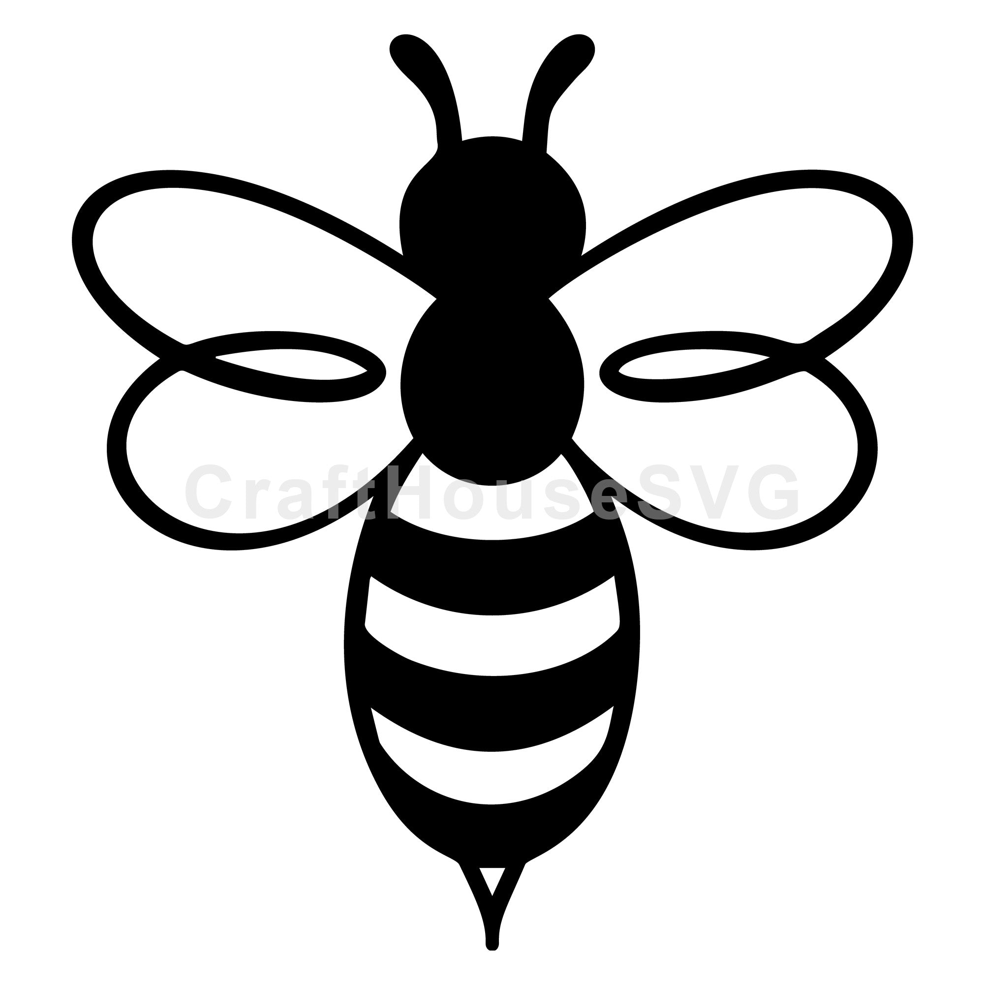 Looped Wings Bee Silhouette SVG