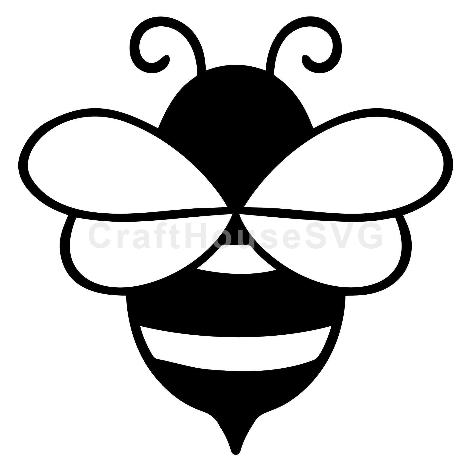 Curly Antennae Bee with Large Wings SVG