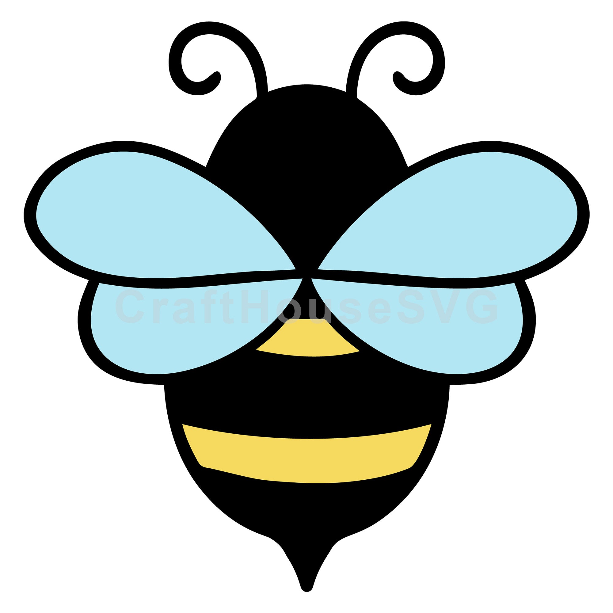 Curly Antennae Bee with Large Wings Layered SVG