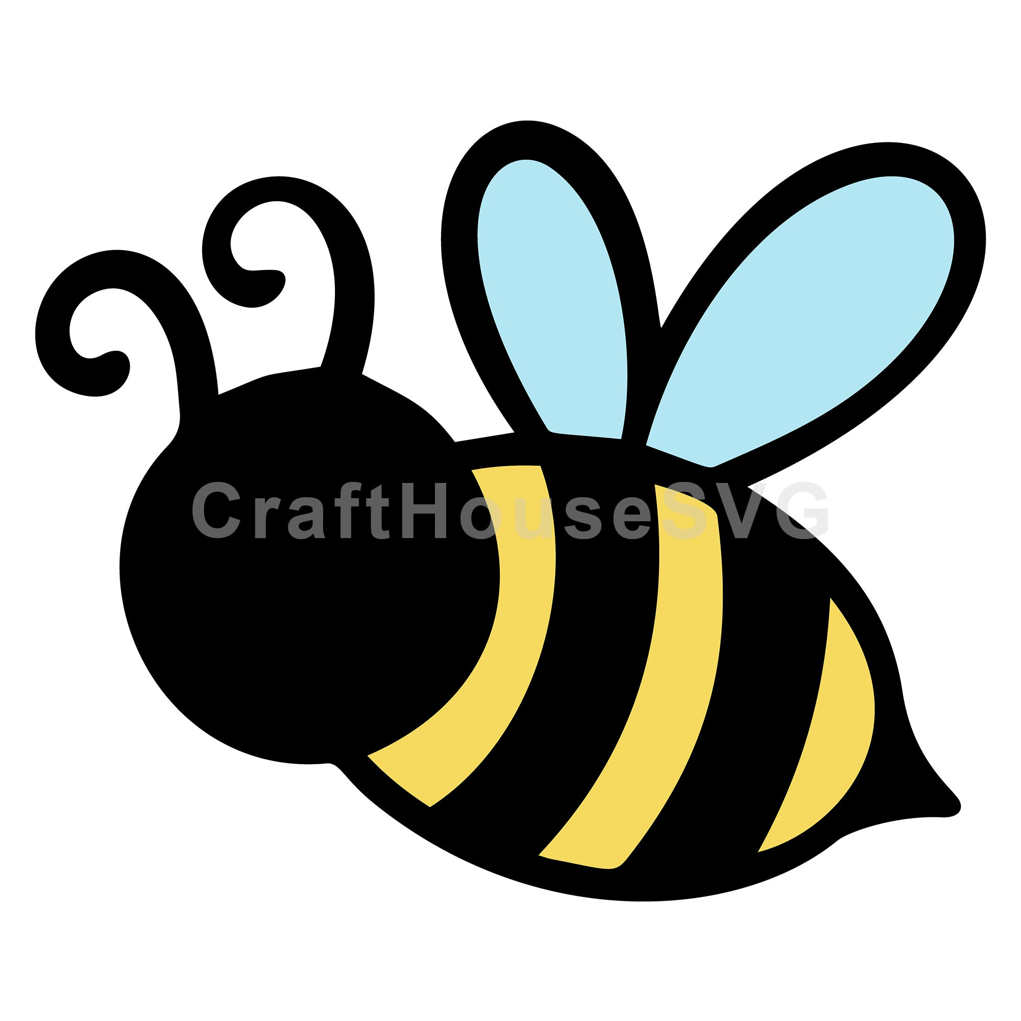 Cute Bee Flying Side View Layered SVG