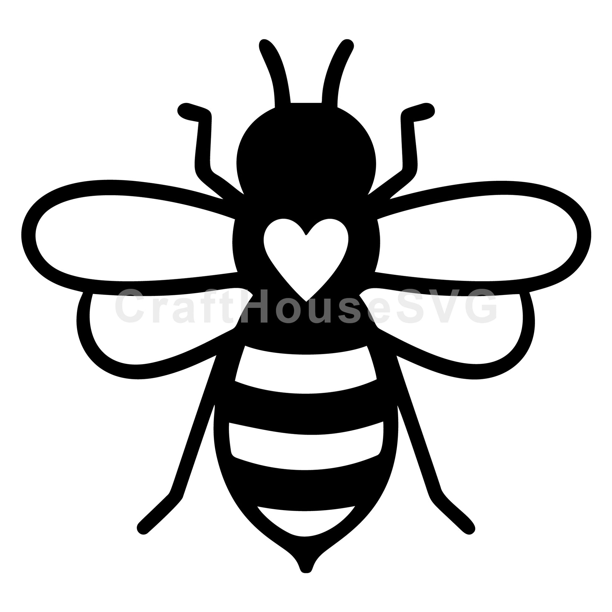 Bee with Heart on Back SVG - Craft House SVG