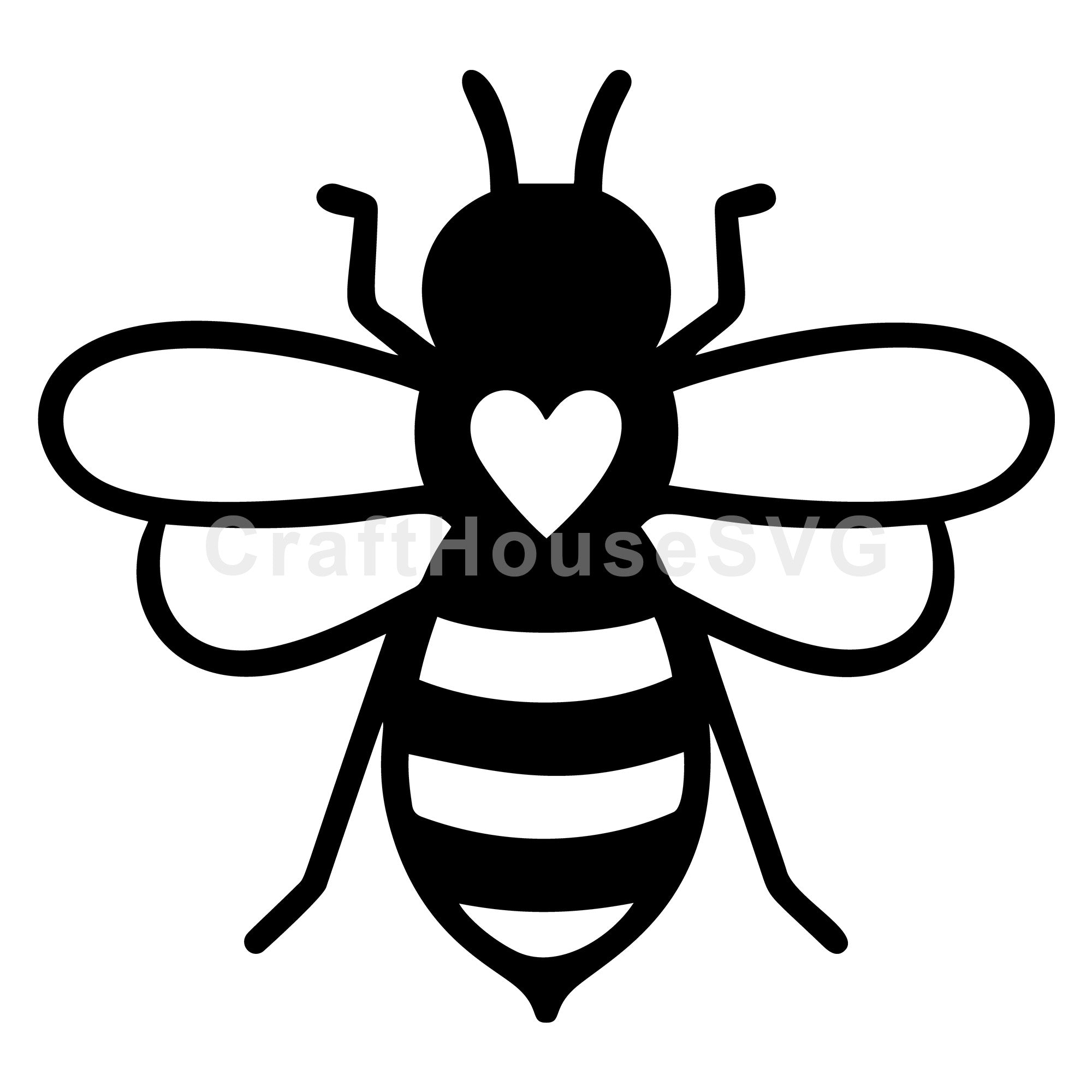 Bee with Heart on Back SVG