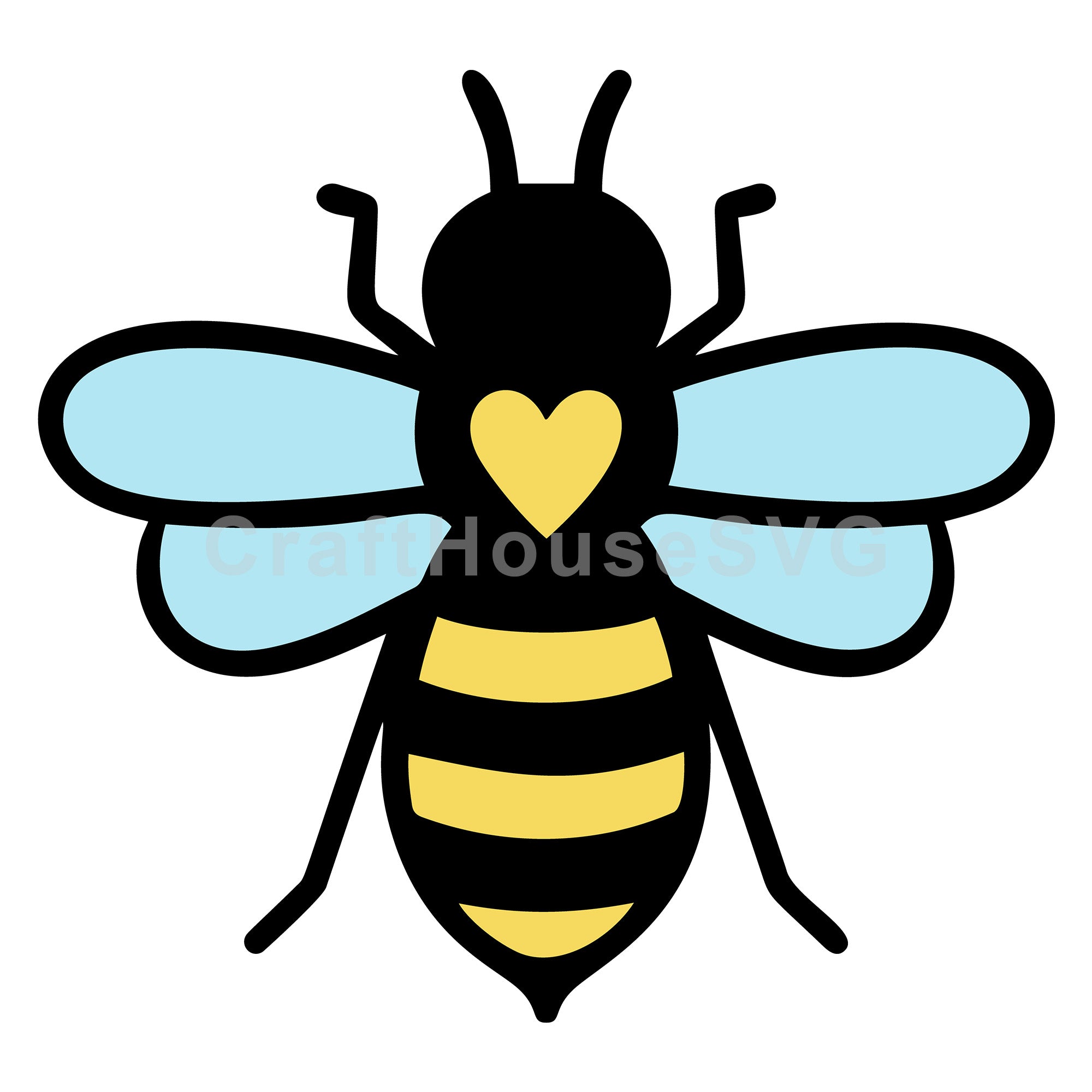 Bee with Heart on Back Layered SVG