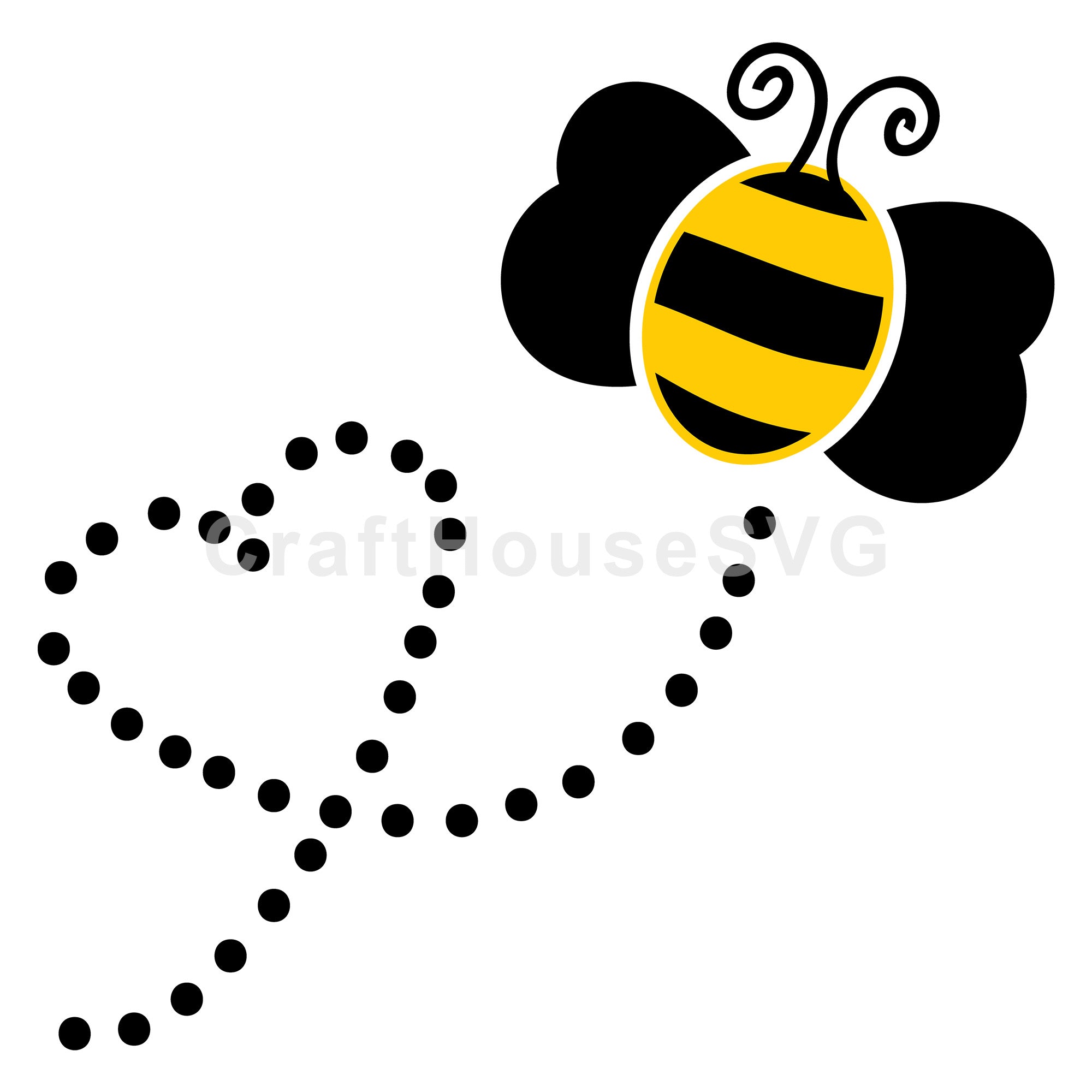 Flying Bee with Heart Trail SVG