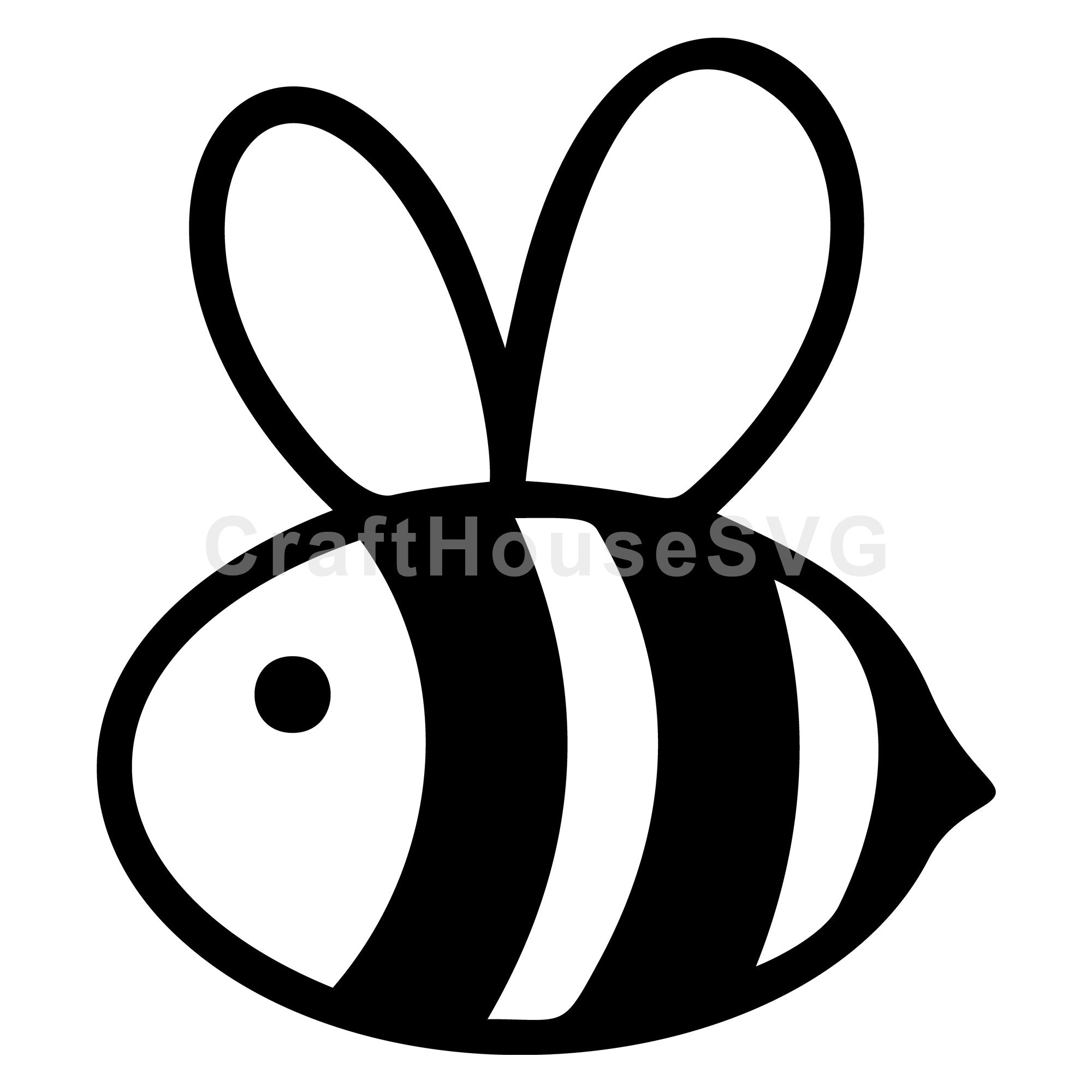 Cute Round Bee Silhouette SVG