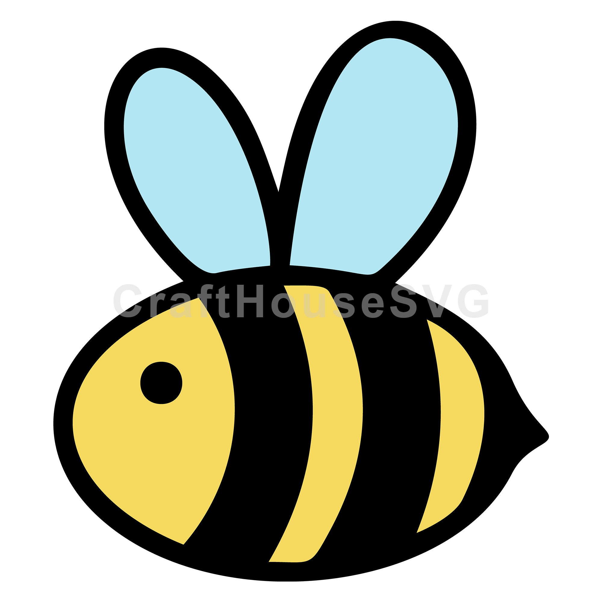 Cute Round Bee Layered SVG