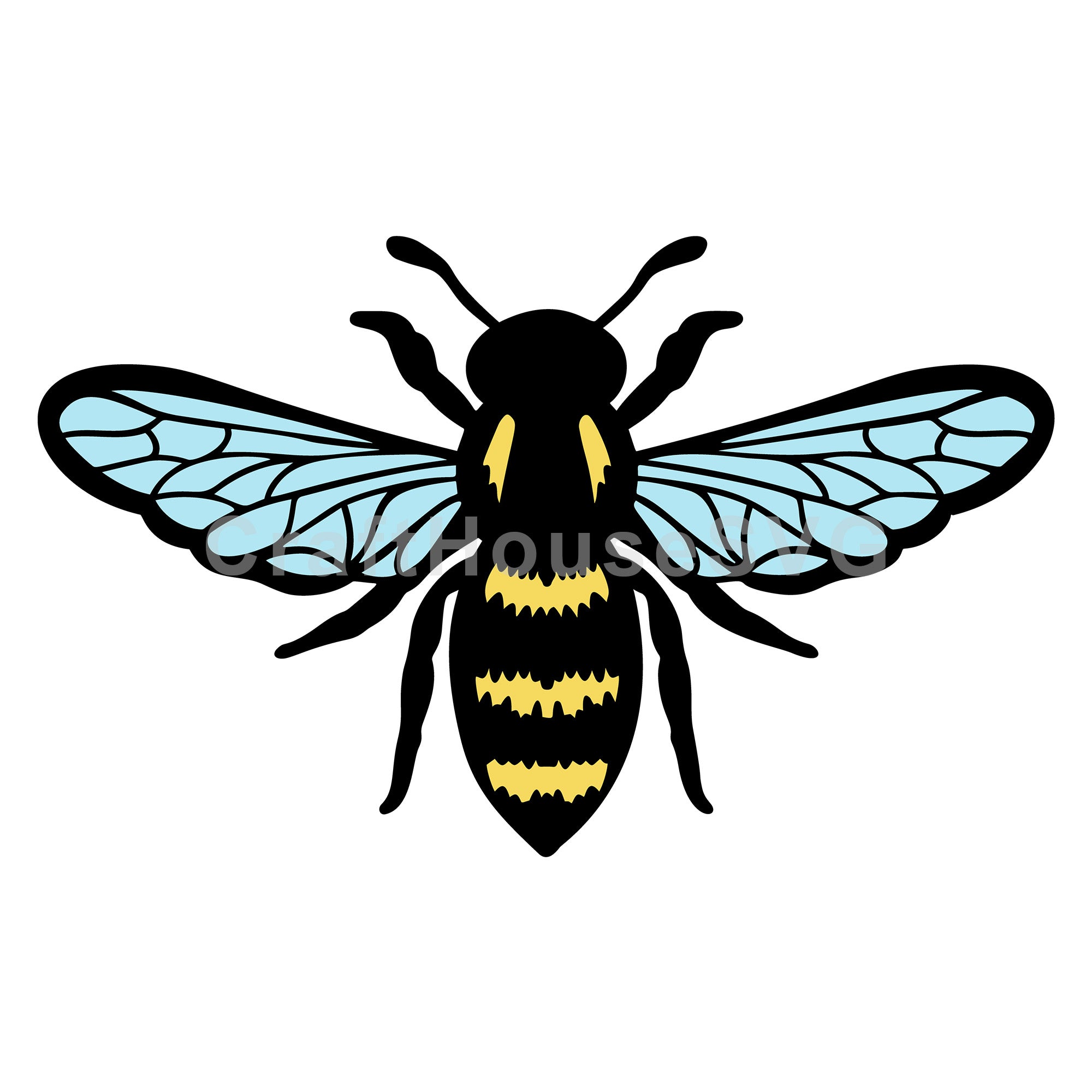 Detailed Winged Bee Layered SVG