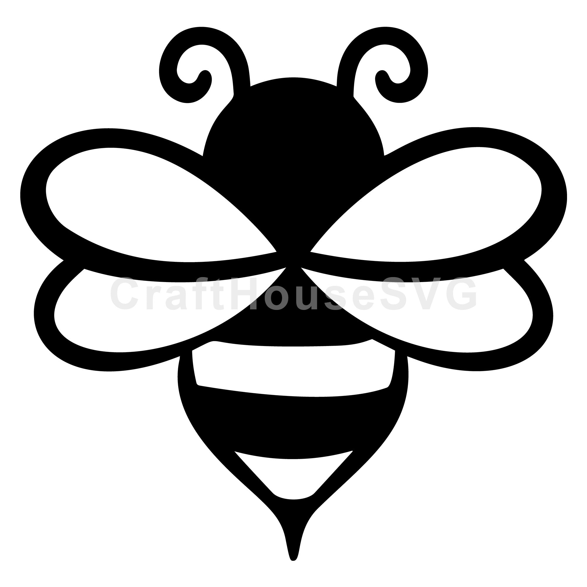 Cute Bee with Swirls Silhouette SVG