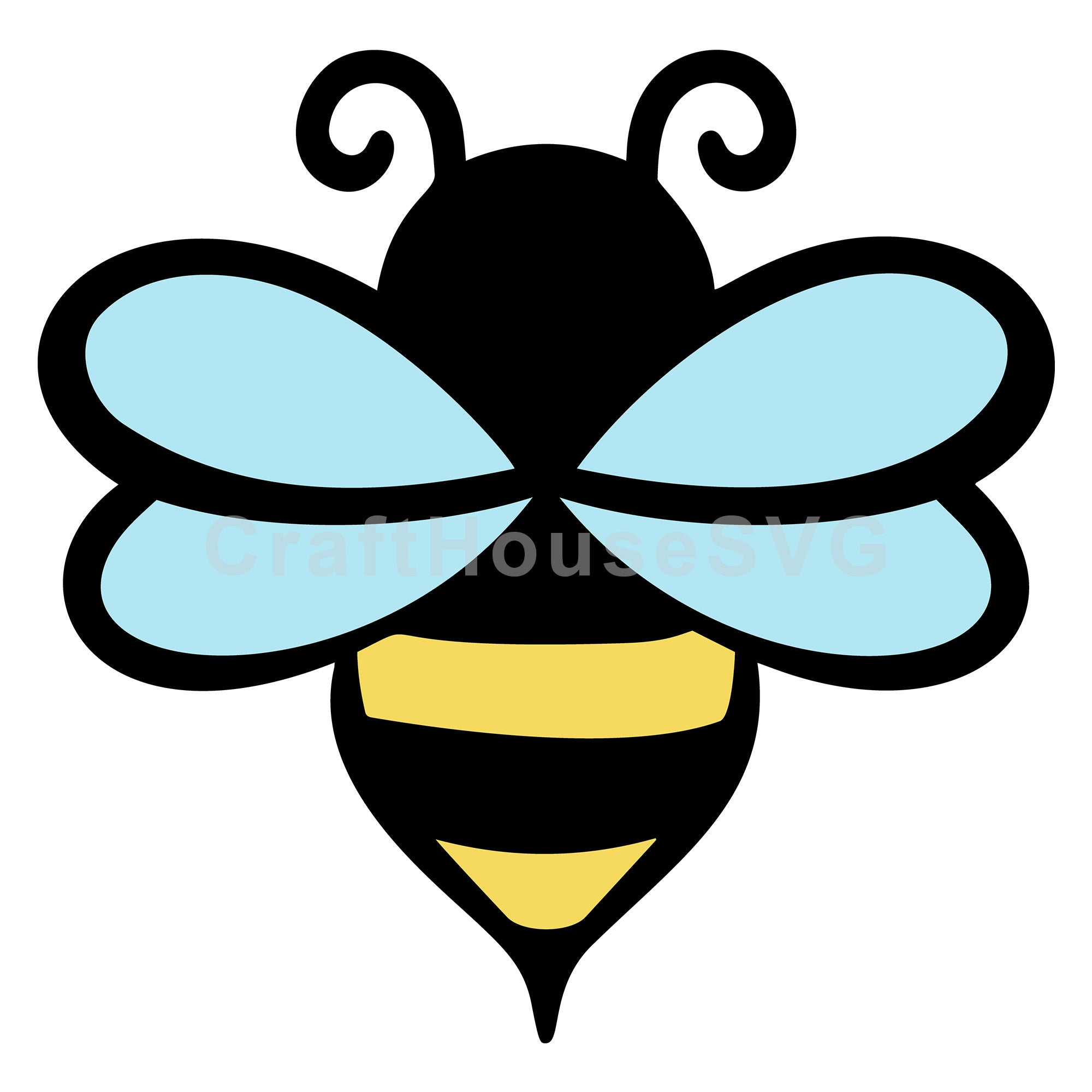 Cute Bee with Swirls Layered SVG