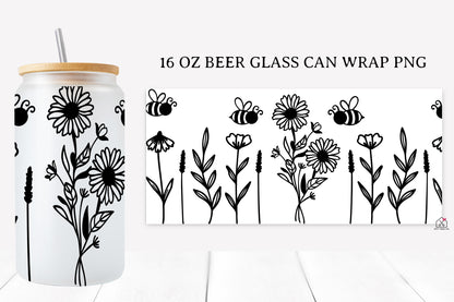 Bee 16 Oz Glass Can Wrap SVG Bundle