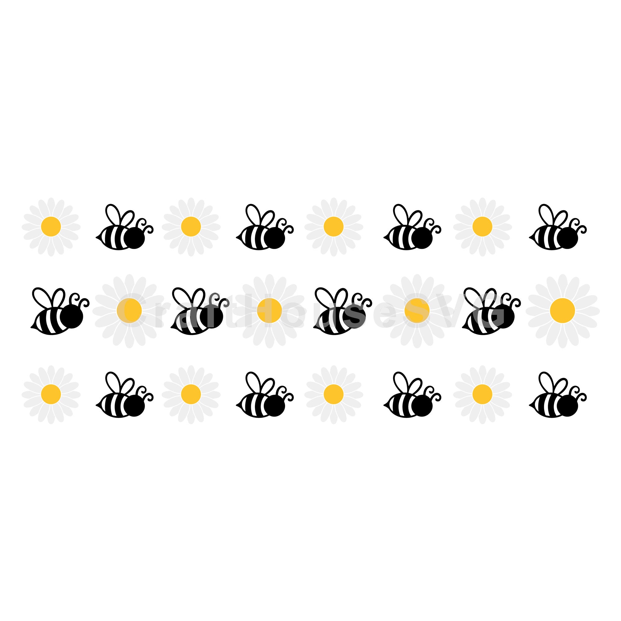 Bee and Daisies SVG 16 Oz Glass Can Wrap Cut File