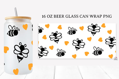 Bee 16 Oz Glass Can Wrap SVG Bundle