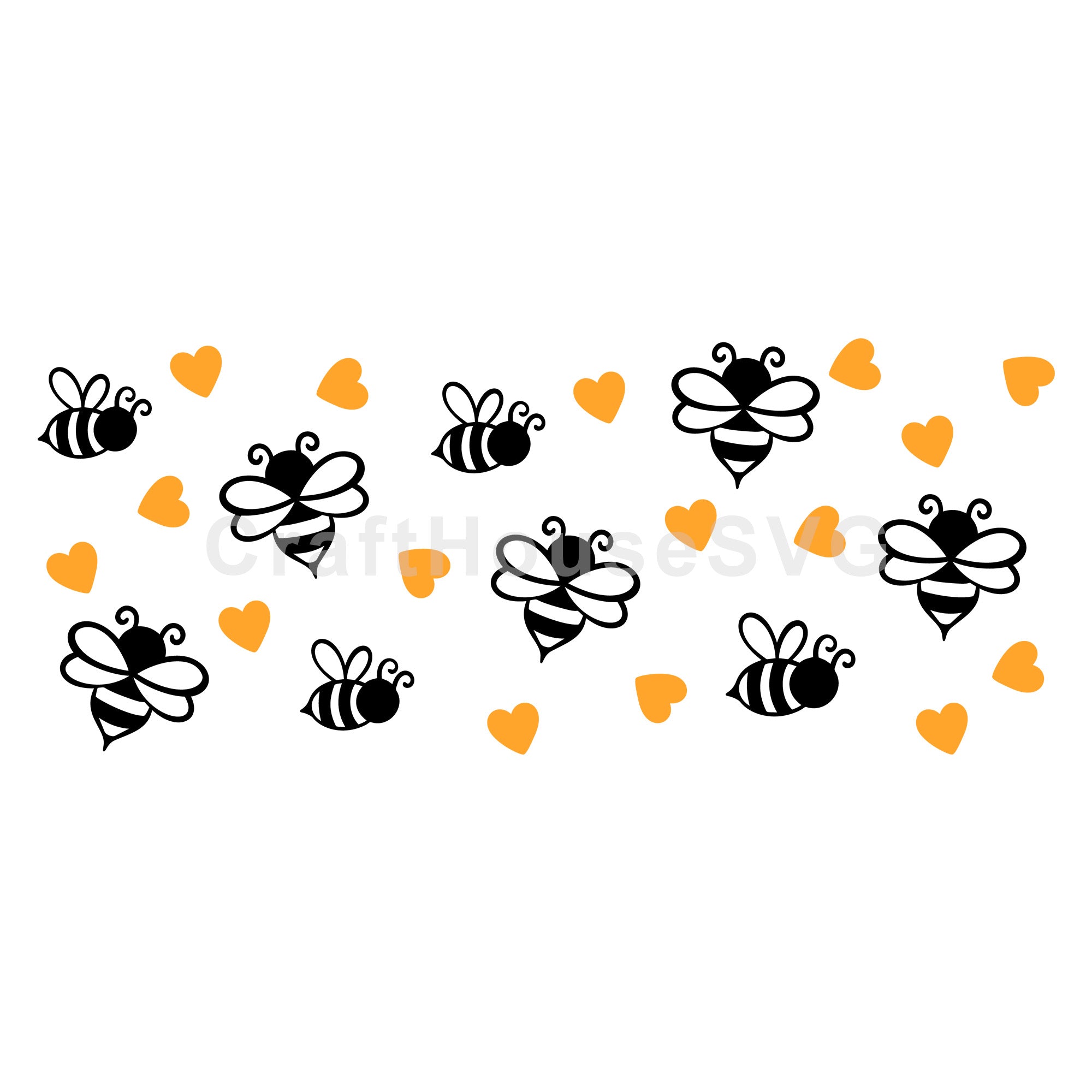 Bee and Heart SVG 16 Oz Glass Can Wrap Cut File