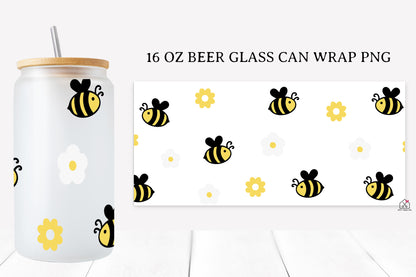 Bee 16 Oz Glass Can Wrap SVG Bundle