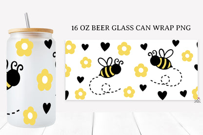 Bee 16 Oz Glass Can Wrap SVG Bundle