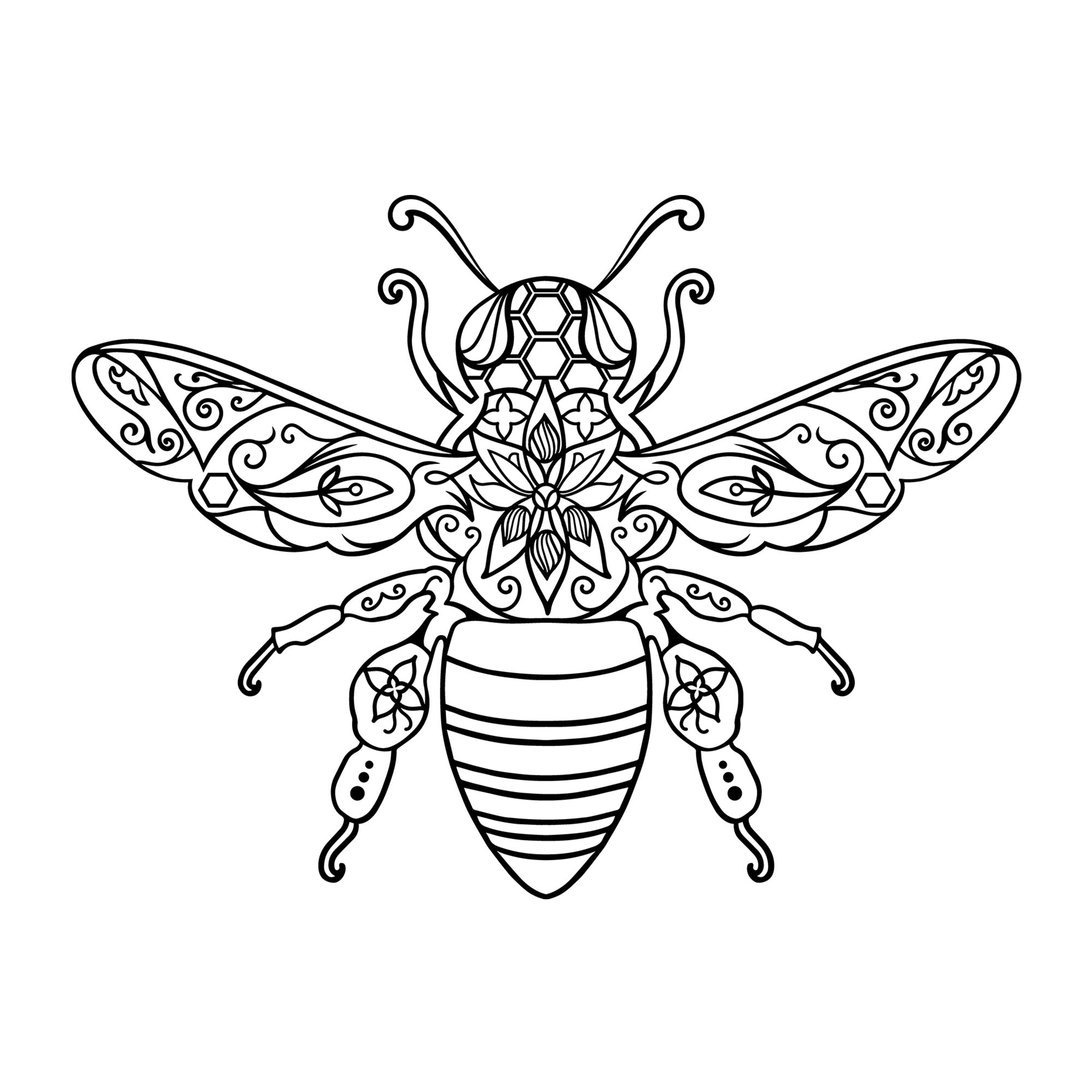 Bee Mandala SVG mandala SVG design for Cricut, Silhouette, laser cutting, vinyl, sublimation, decals, shirts, and DIY craft projects.