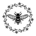 Bee Floral Wreath SVG design for Cricut, Silhouette, laser cutting, vinyl, sublimation, and bee craft projects.