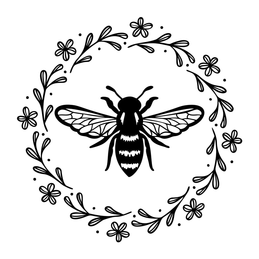 Bee Floral Wreath SVG design for Cricut, Silhouette, laser cutting, vinyl, sublimation, and bee craft projects.