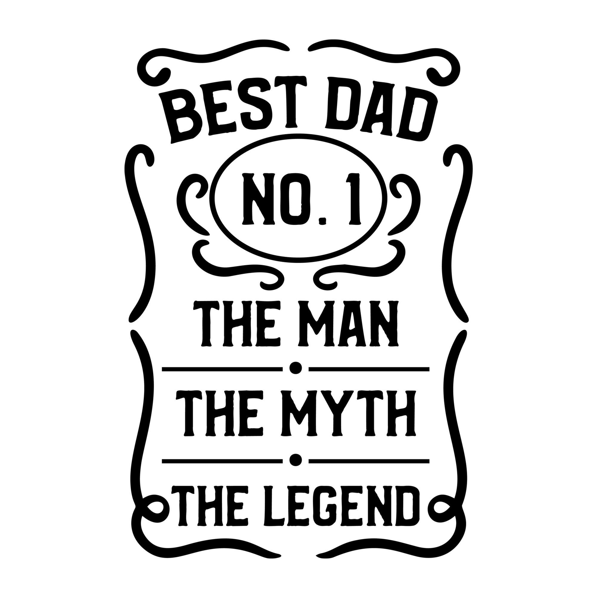 Best Dad No 1 The Man The Myth The Legend SVG design for Cricut, Silhouette, laser cutting, vinyl, sublimation, and Father's Day craft projects.