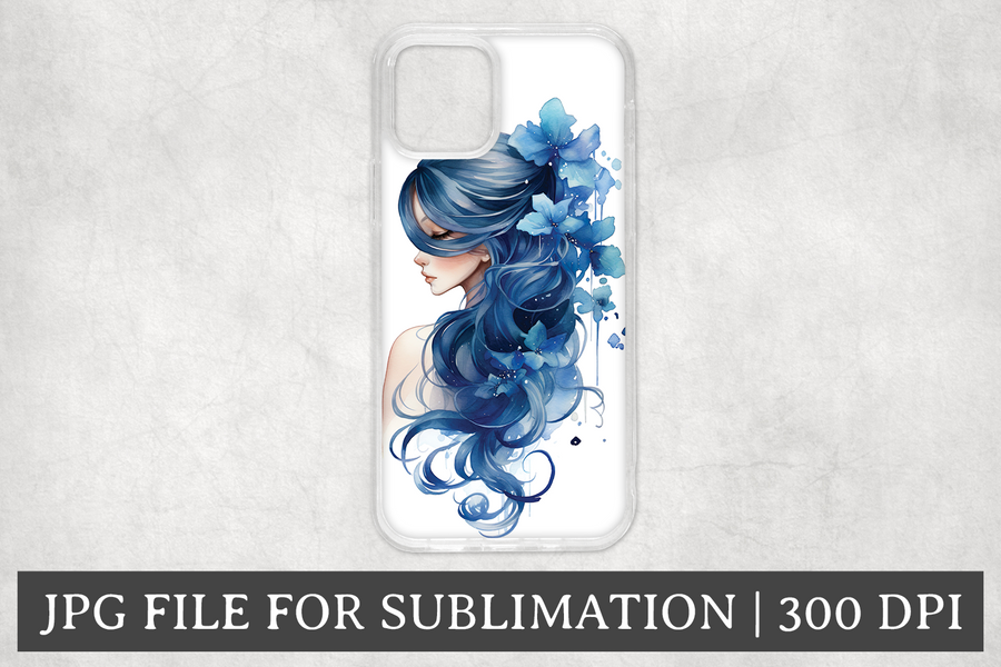 FREE Beautiful Woman Phone Case Sublimation Watercolor Design JPG