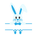 Blue split monogram bunny SVG design for Cricut, Silhouette, laser cutting and Easter crafts.