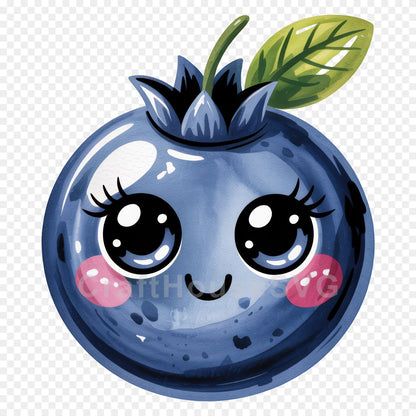 Kawaii Fruit Clipart Sublimation PNG Bundle