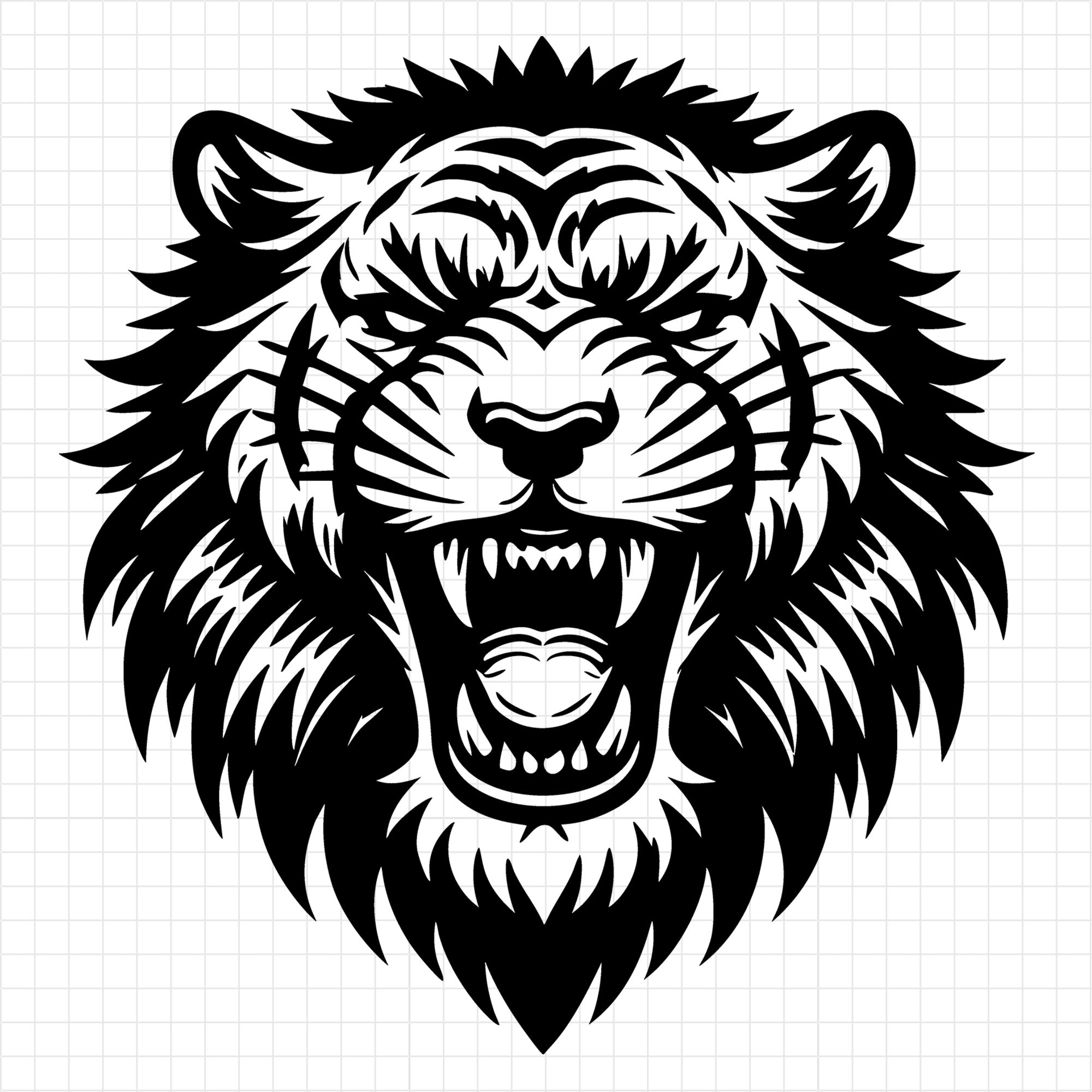 Bold Tiger Silhouette With Fierce Expression SVG