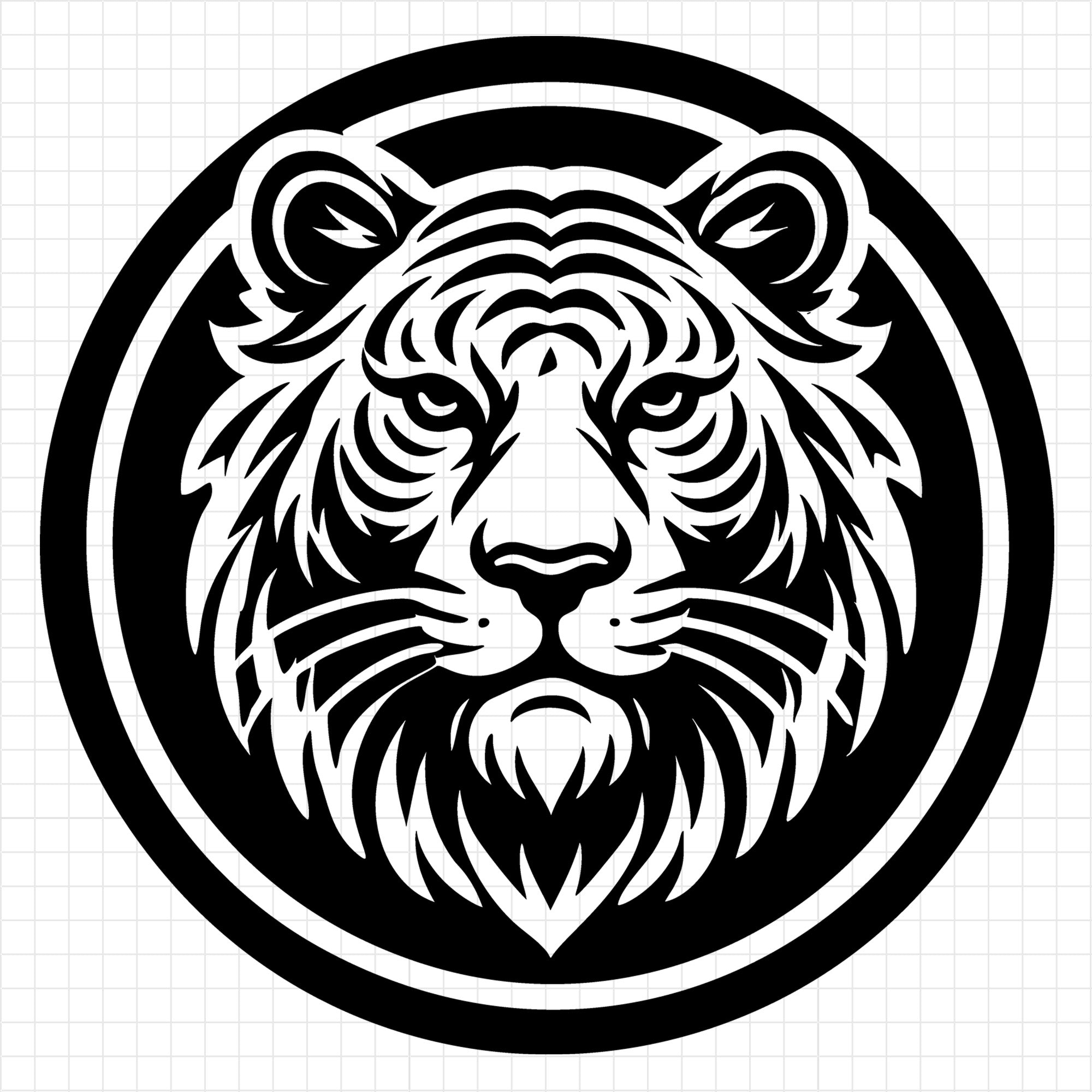 Bold Tiger Face in Circular Design SVG