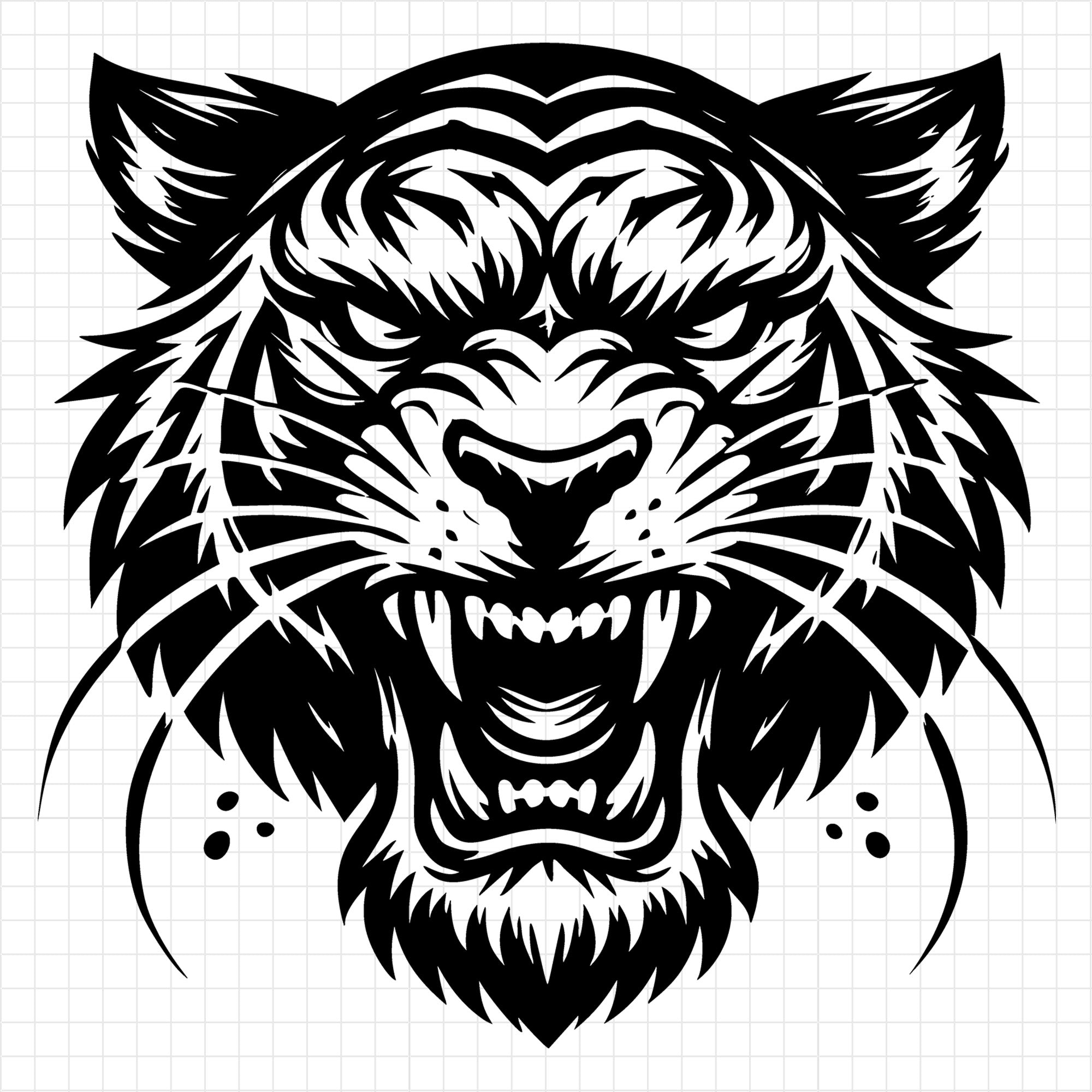 Bold Tiger Head Illustration Showing Fierce Expression SVG