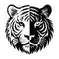 Bold Silhouette of a Tiger Head Split Design SVG design for Cricut, Silhouette, laser cutting, vinyl, sublimation, and craft projects.
