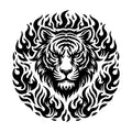 Bold Tiger Face with Fire Details SVG design for Cricut, Silhouette, laser cutting, vinyl, sublimation, and craft projects.