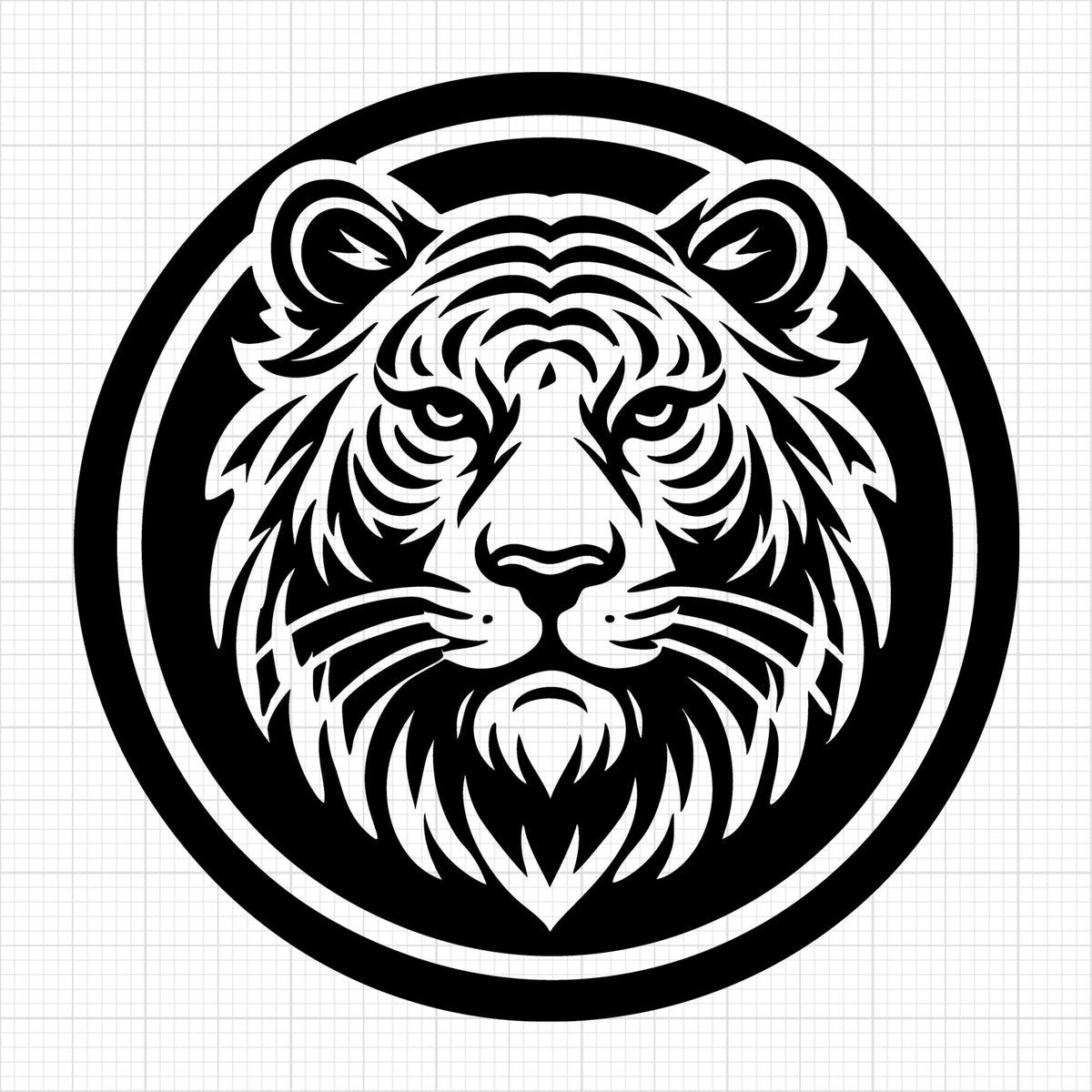 Bold Tiger Face in Circular Design
