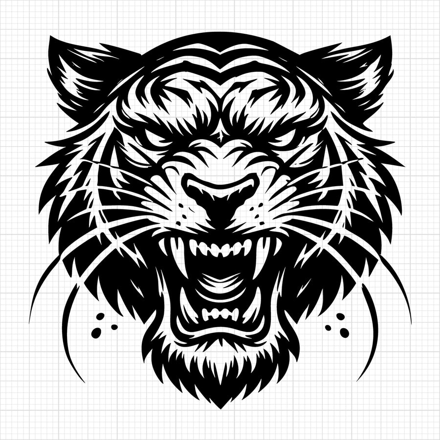 Bold Tiger Head Illustration Showing Fierce Expression