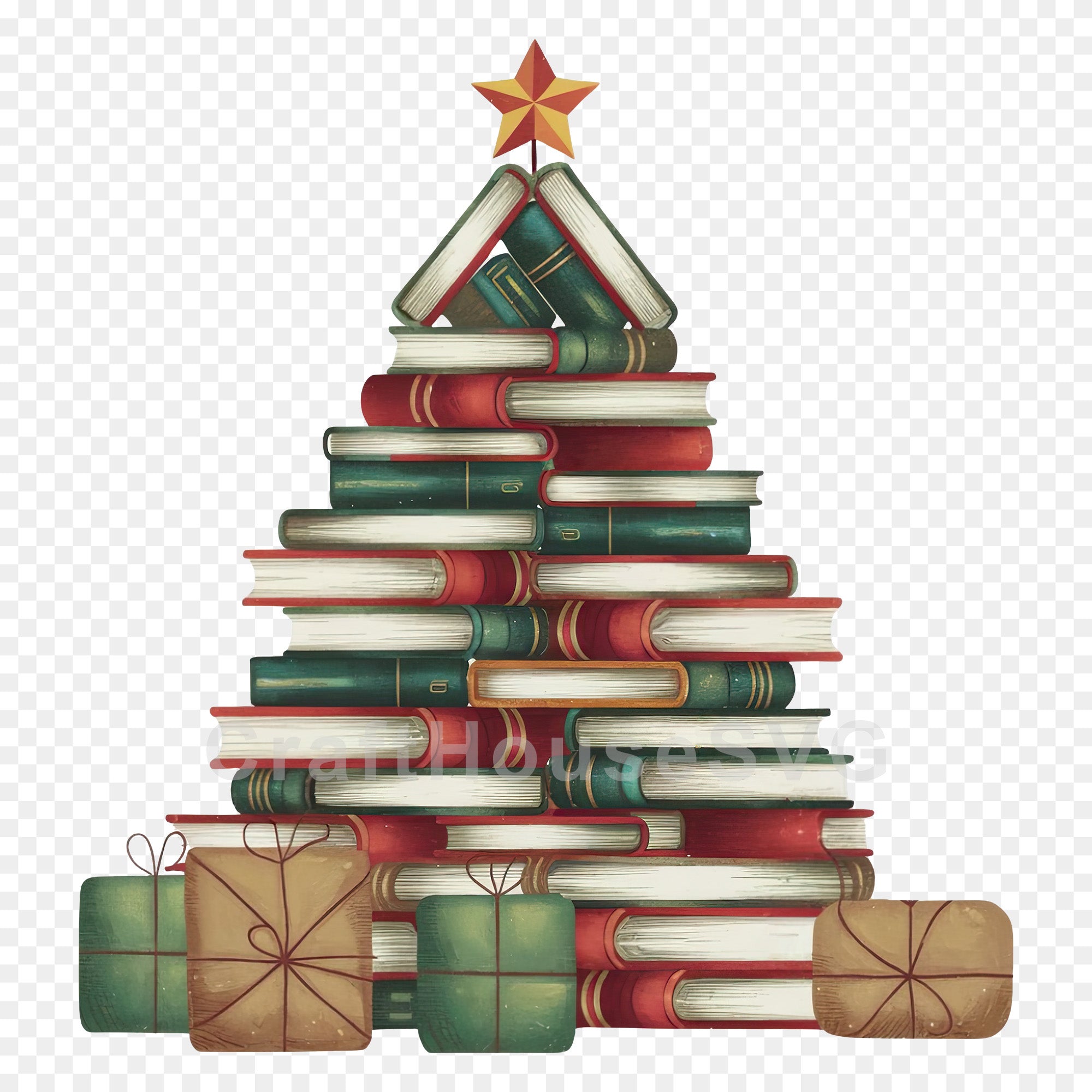 Book Christmas Tree PNG Clip Art Sublimation