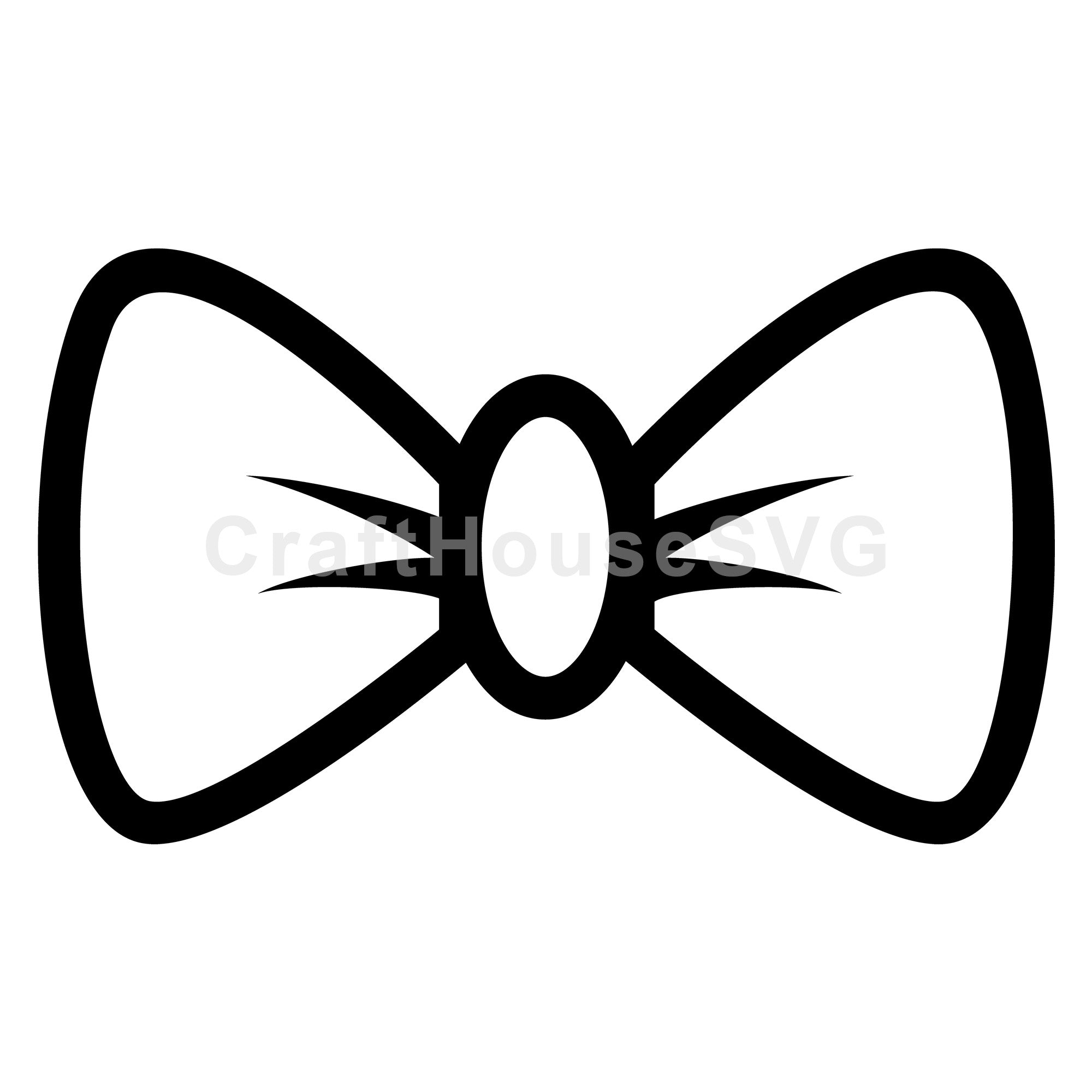 Elegant Oval Bow Outline SVG