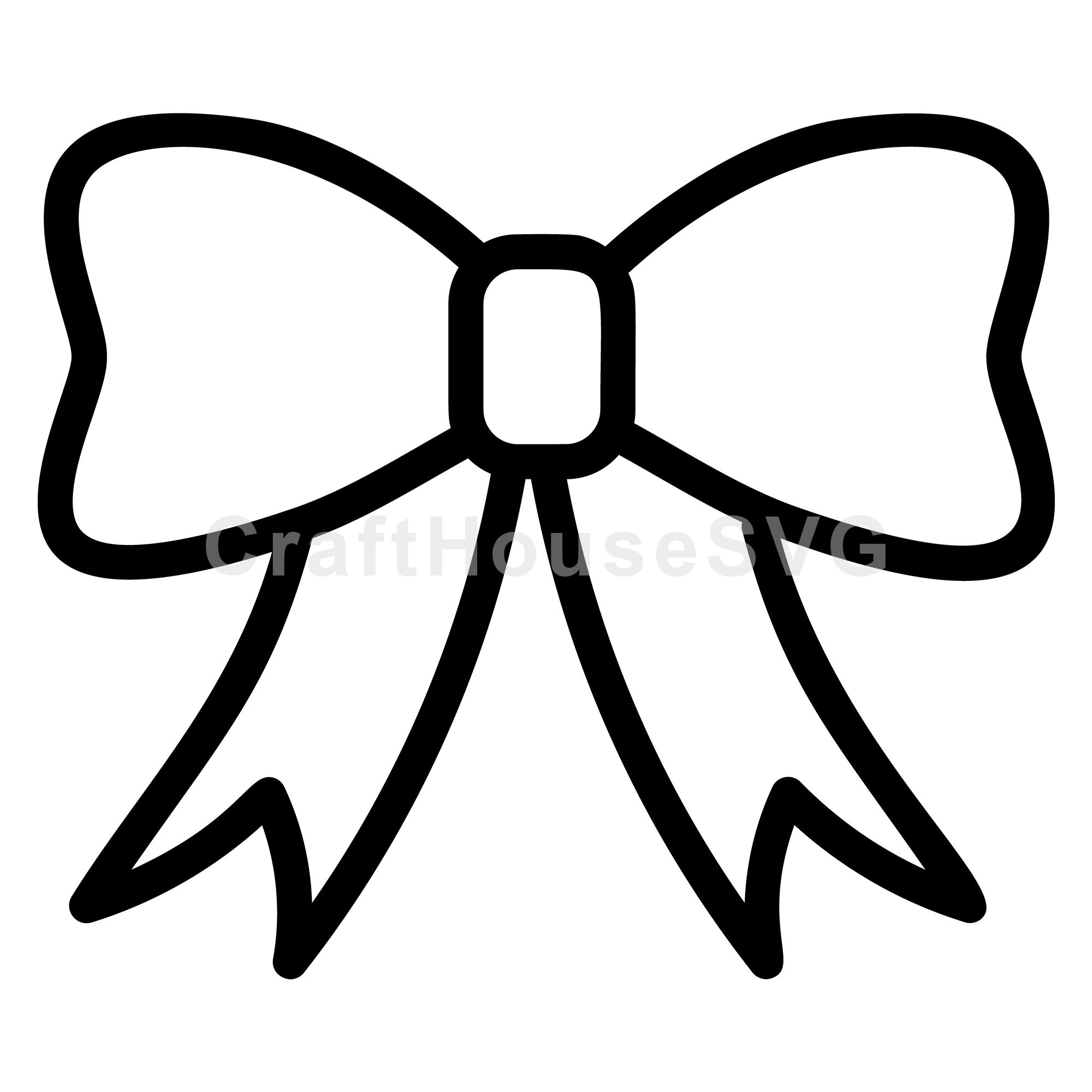 Simple Classic Bow Outline SVG