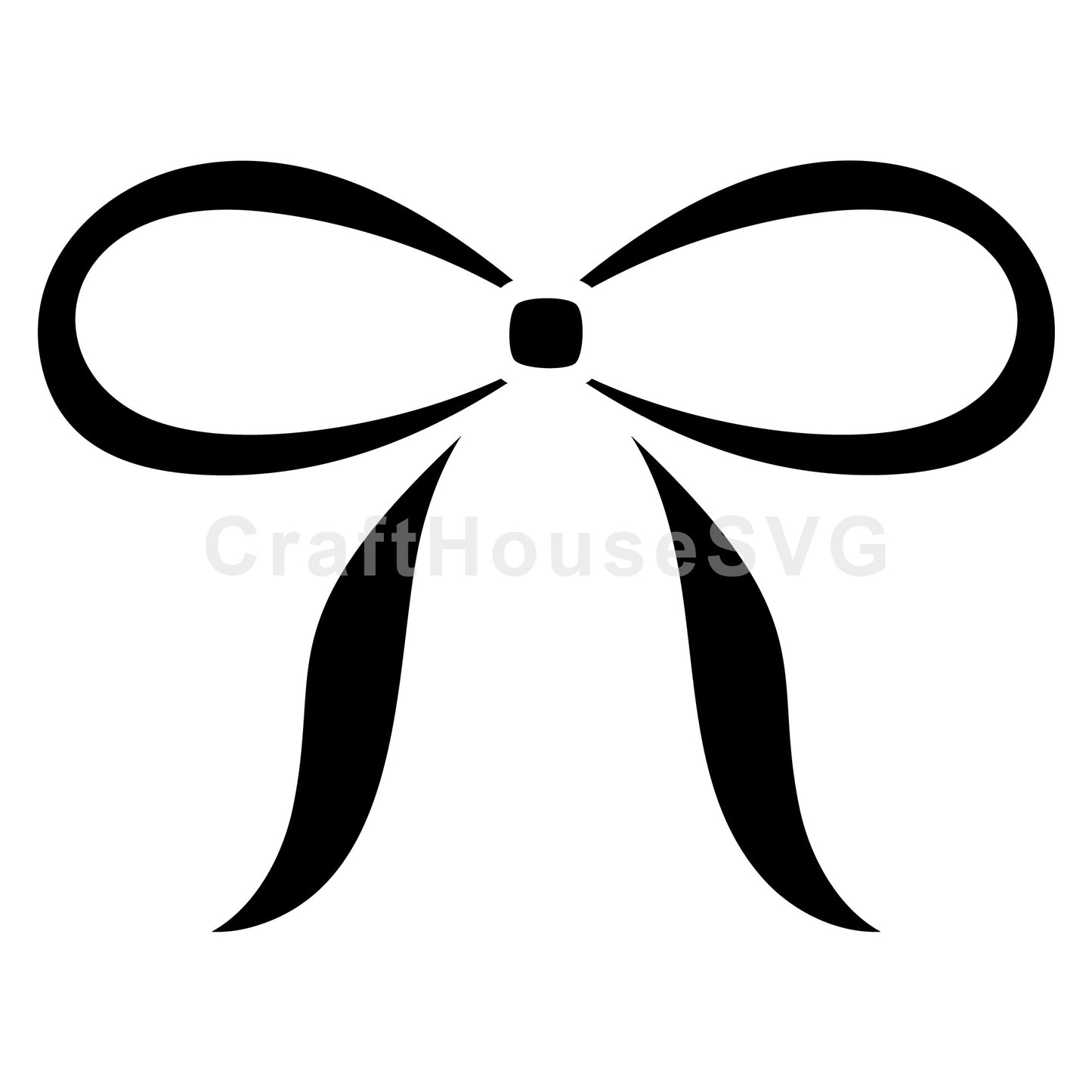 Wide Loop Bow with Long Tails SVG