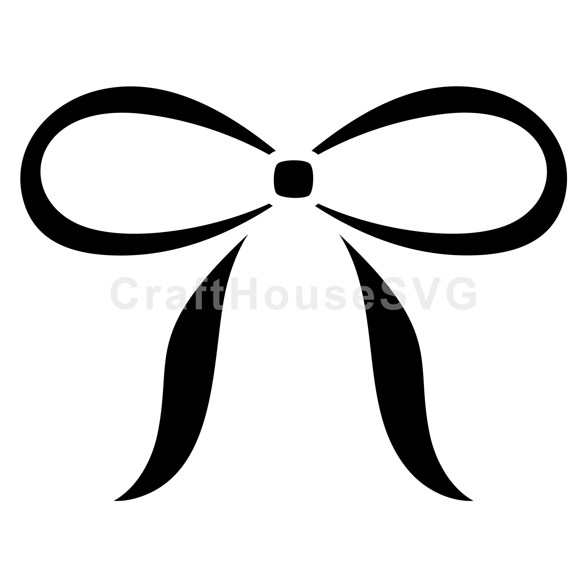 Wide Loop Bow with Long Tails SVG