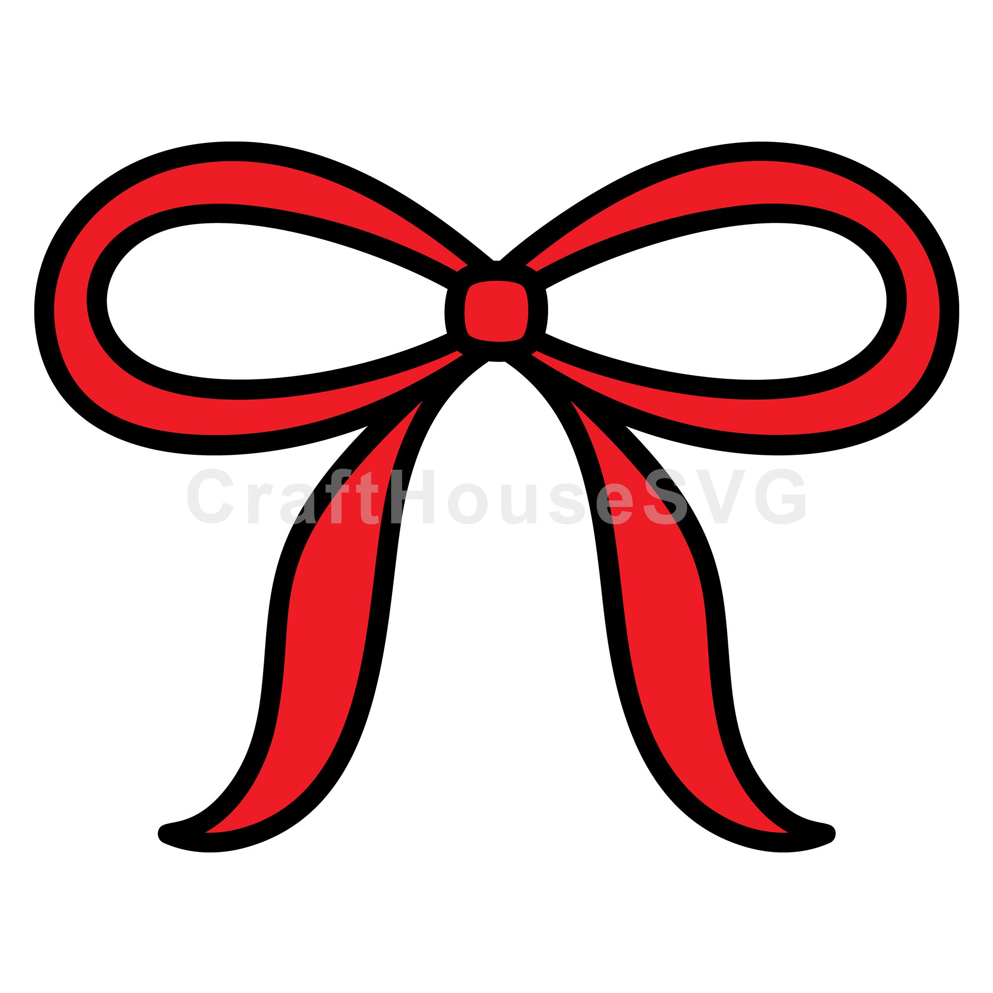 Wide Loop Bow with Long Tails Layered SVG