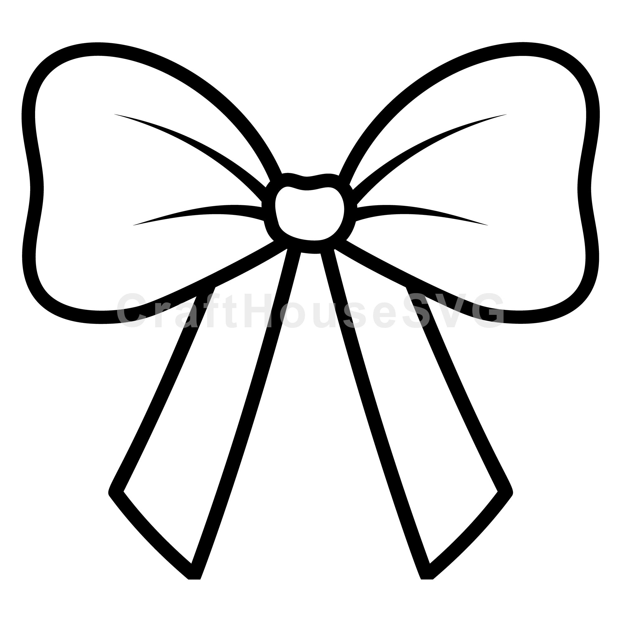 Large Center Knot Bow Outline SVG