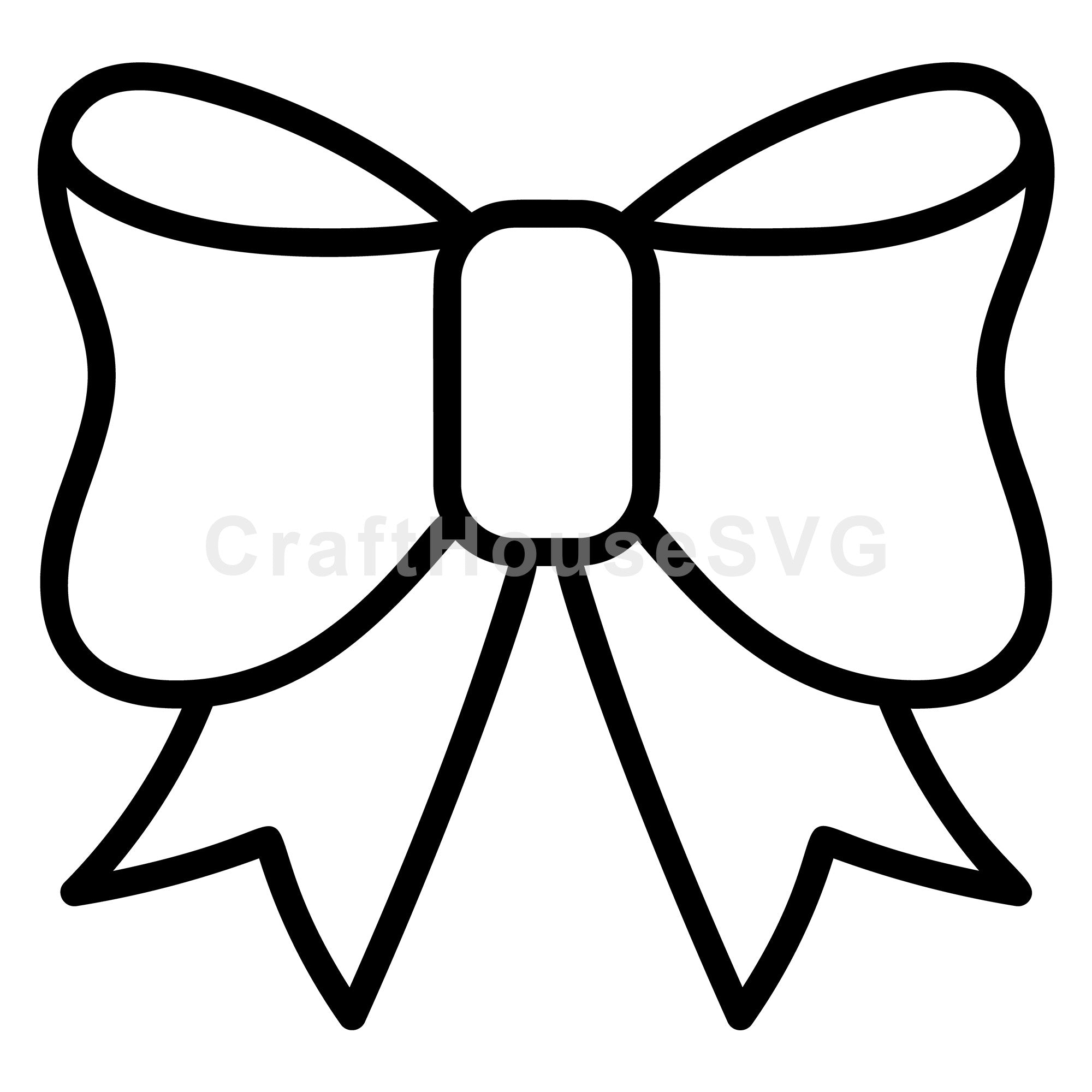 Classic Big Bow Outline SVG