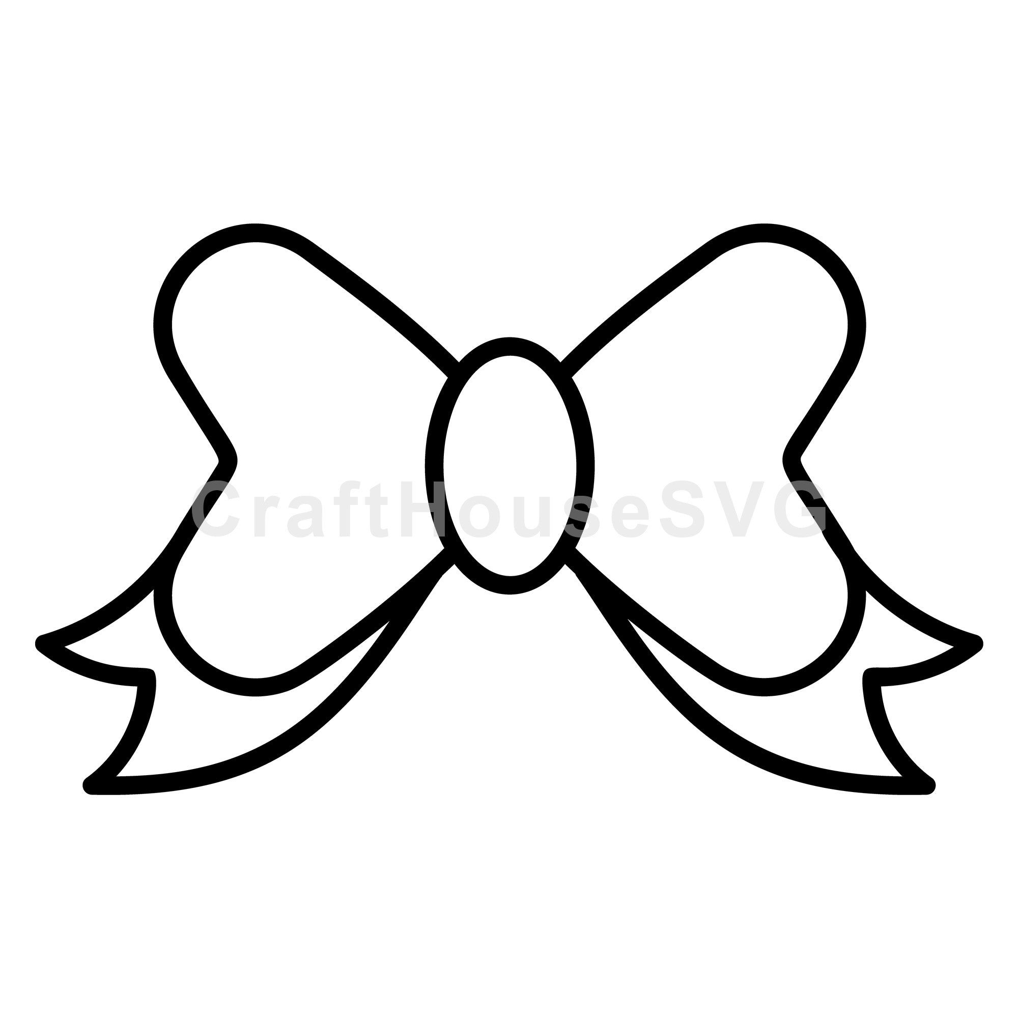 Elegant Heart Bow Outline SVG