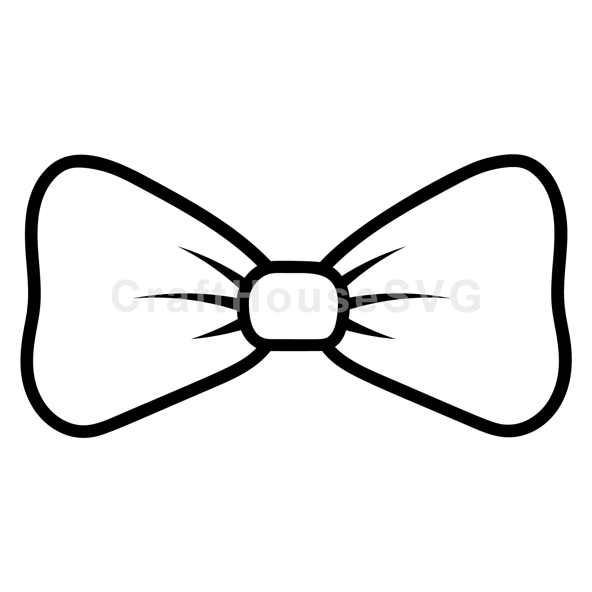 Round Ribbon Bow Outline SVG