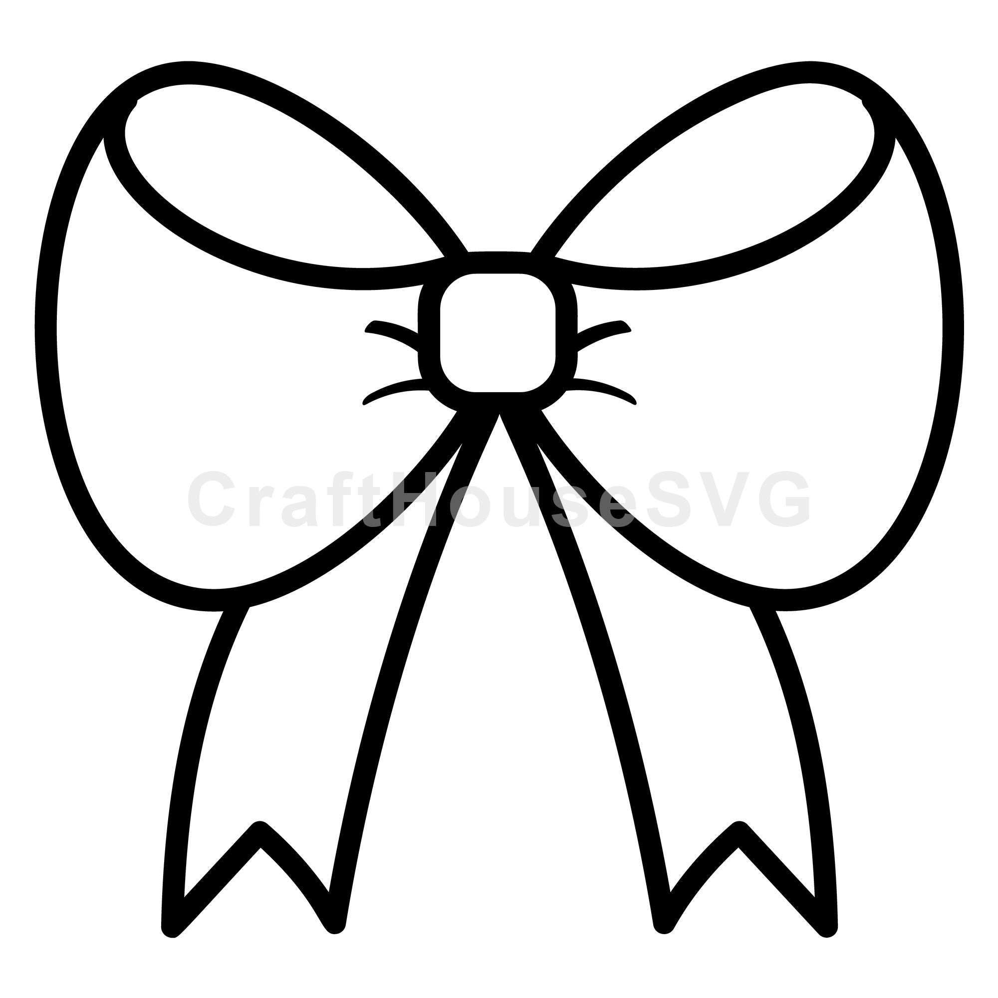 Puffy Ribbon Bow Outline SVG